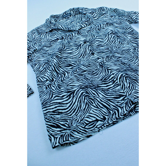 VTG Y2K Zebra Print Blouse M | Animal Print | Grunge Coquette Fairycore - Picture 2 of 13